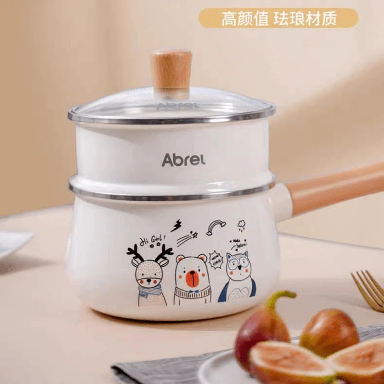 16厘米搪瓷珐琅蒸锅单柄汤锅家用多功能蒸锅煤气灶电磁炉通用AB16