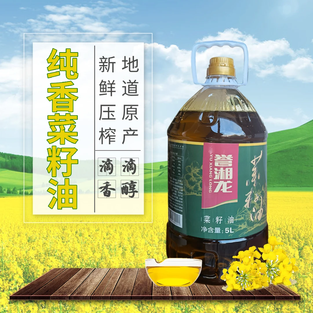 5L/(9.2斤)桶装誉湘龙浓香纯菜籽油。