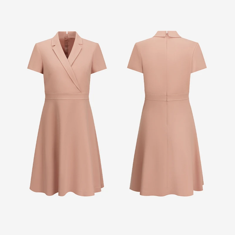 五儿精工008#夏季醋酸女士连衣裙收腰精工极简风气质显瘦通勤纯色