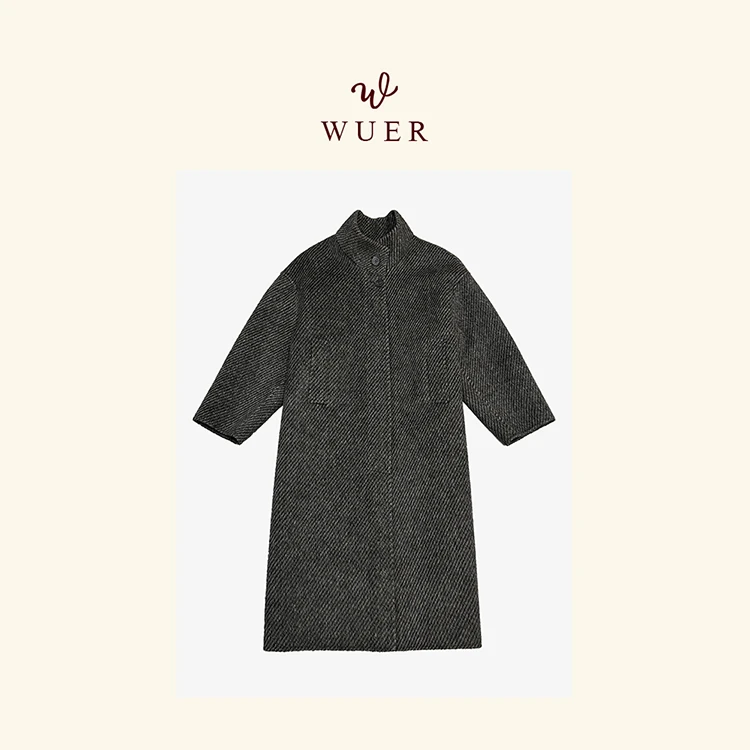 五儿精工170#新款上新福利10羊驼毛10桑蚕丝80绵羊毛立领大衣