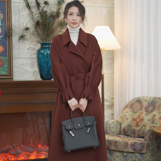 五儿精工9190#上新10山羊绒90绵羊毛连身袖冬季保暖气质羊绒大衣