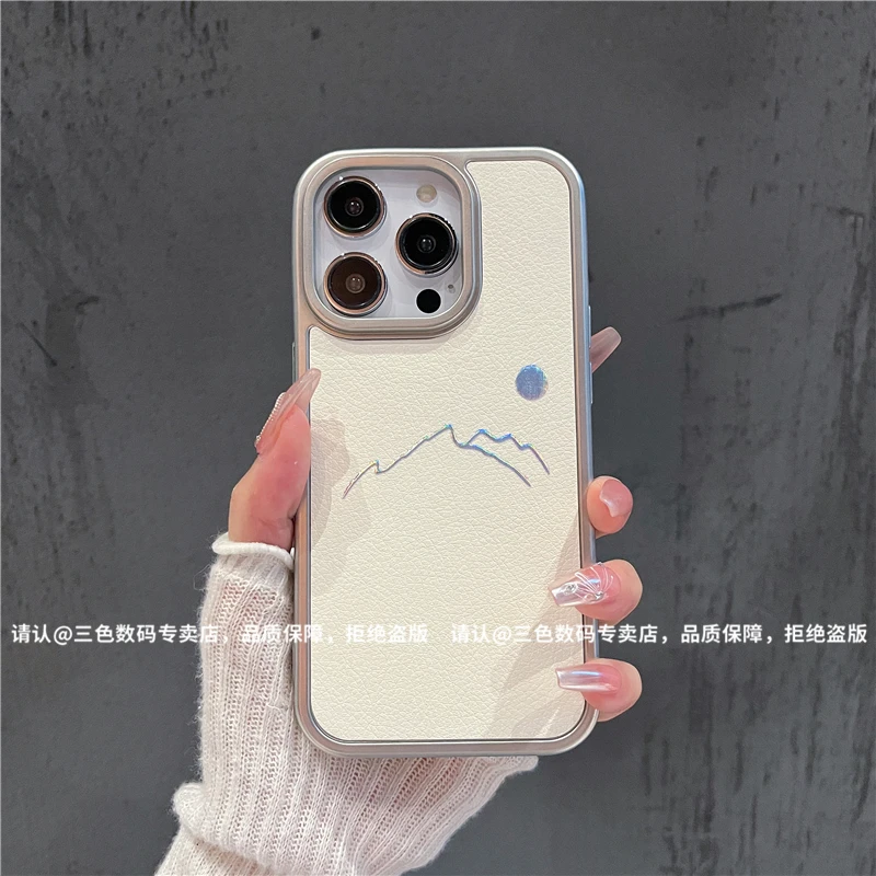 （iPhone16系列）电镀烫金皮纹适用iPhone16/plus/pro/promax手机壳