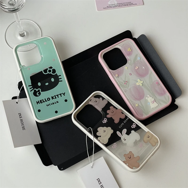 适用苹果系列iPhone15ins风14pro镂空波点猫咪兔子13新款12手机壳