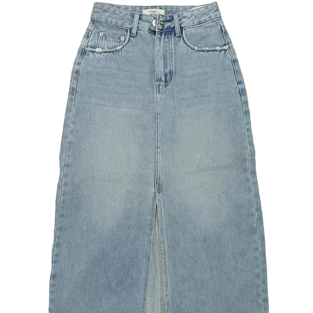 62135【蝶谷】韩版开叉新款高腰显瘦百搭中长款半身裙。