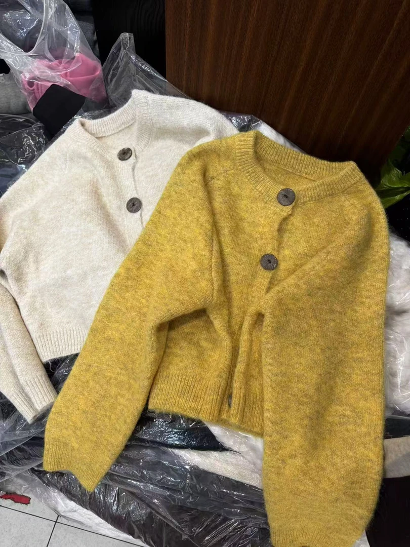 68005【蝶谷】韩系短款上衣开衫秋冬新款针织毛衣