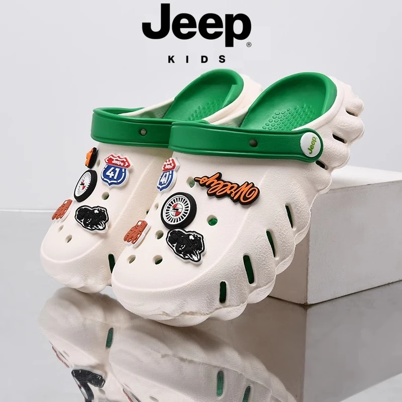 JEEP儿童洞洞鞋宝宝外穿软底凉鞋包头中儿童凉鞋女童拖鞋男童凉鞋