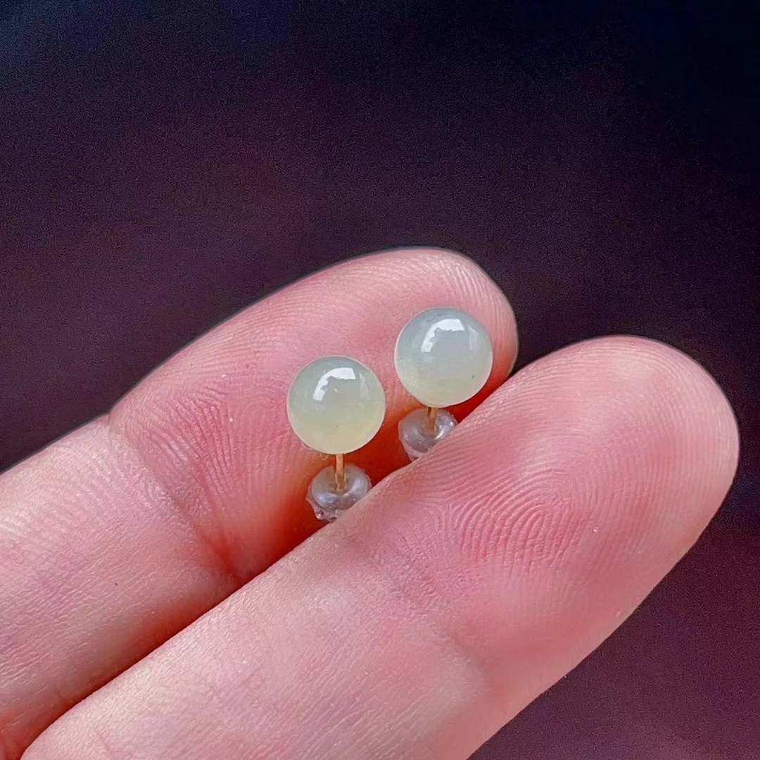 纯银轻奢气质高级感和田玉耳钉国潮优雅大气古风小巧