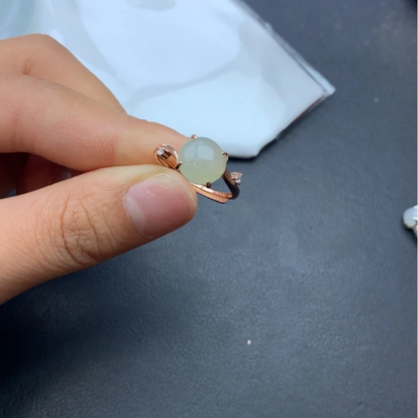 【闪购商品】翡翠戒指银S925镀金镶嵌