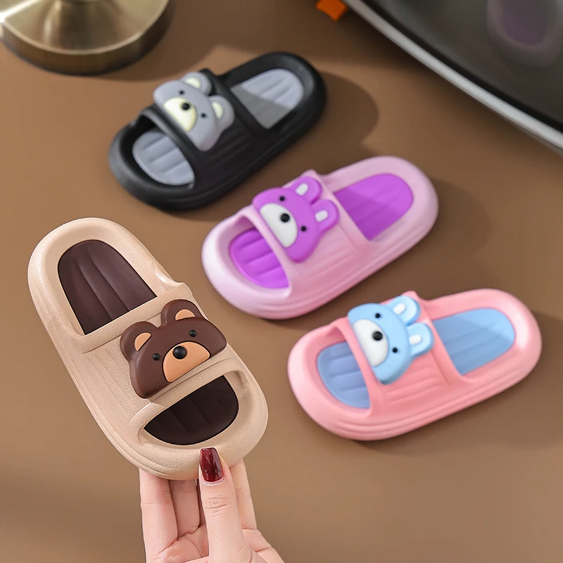 儿童软底女童防臭浴室男童亲子情侣小孩厚底沙滩外穿卡通拖鞋Y