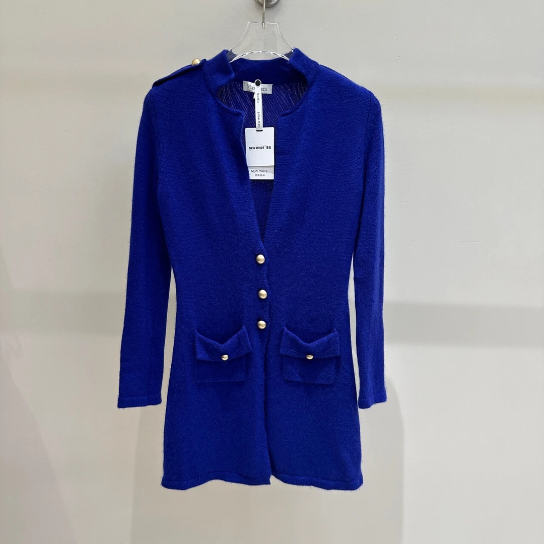 99新 Maxmara 宝蓝色金扣针织羊毛开衫 M码原价8000 MM264