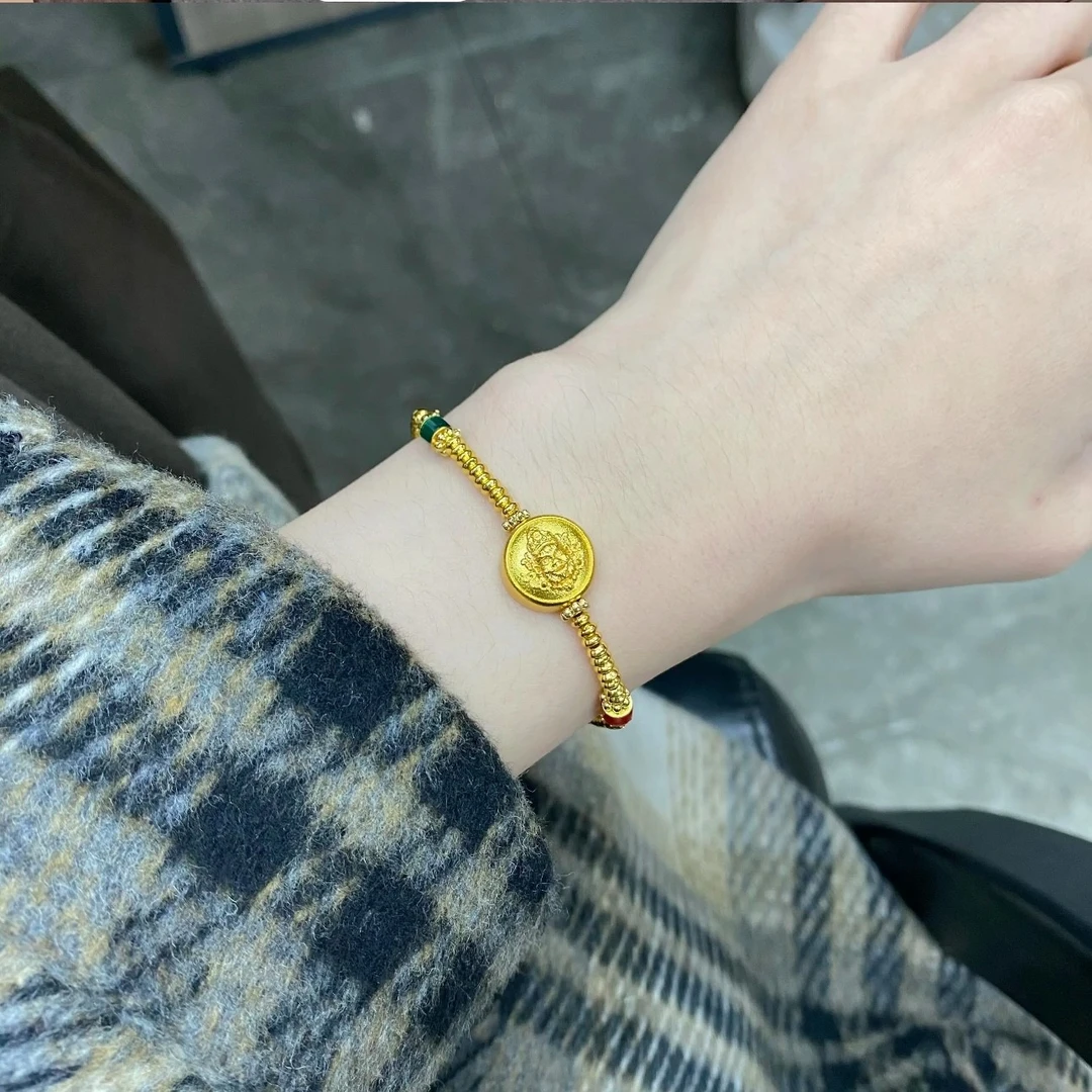 铜合金手链 新中式国潮风藏式黄财神古法手工手链手串（14-19手围）