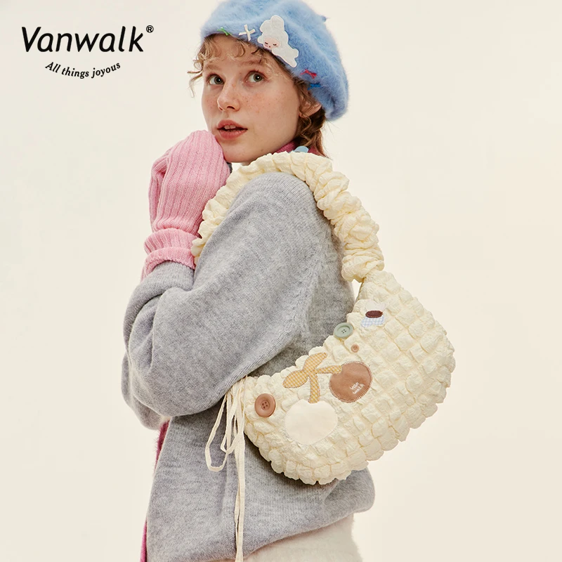 VANWALK小花园 樱桃少女法棍腋下包手提单肩包ins小众百搭斜挎包