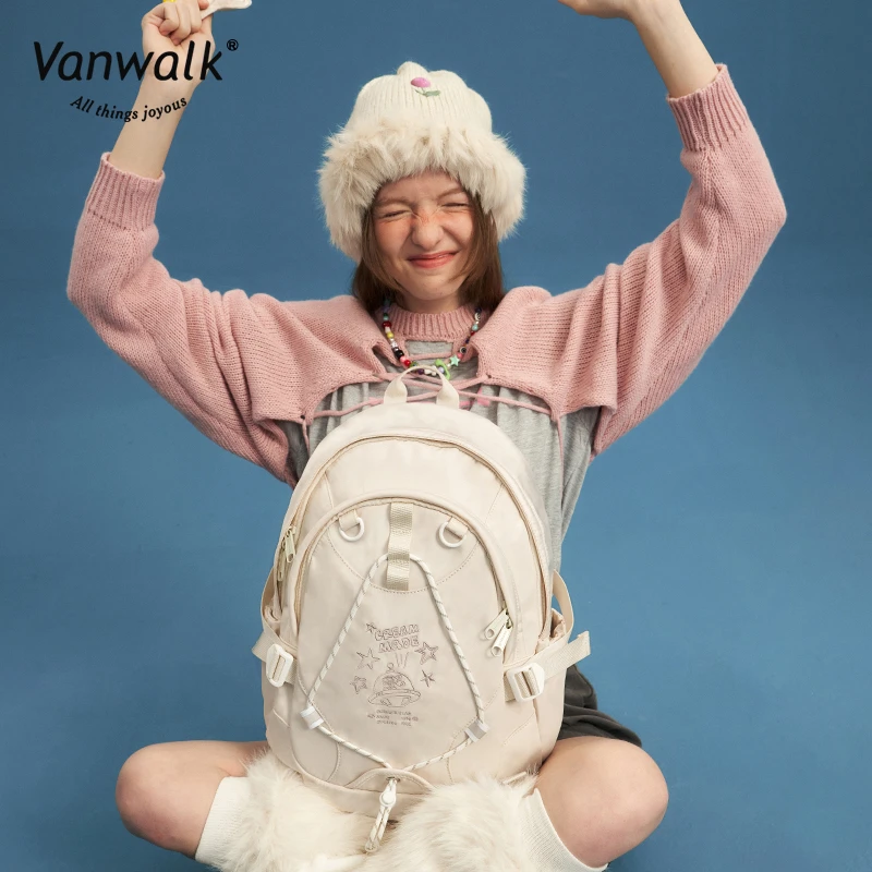 VANWALK星球兔 【可爱】奶糖兔学生女双肩包搭星星挂件轻便书包甜