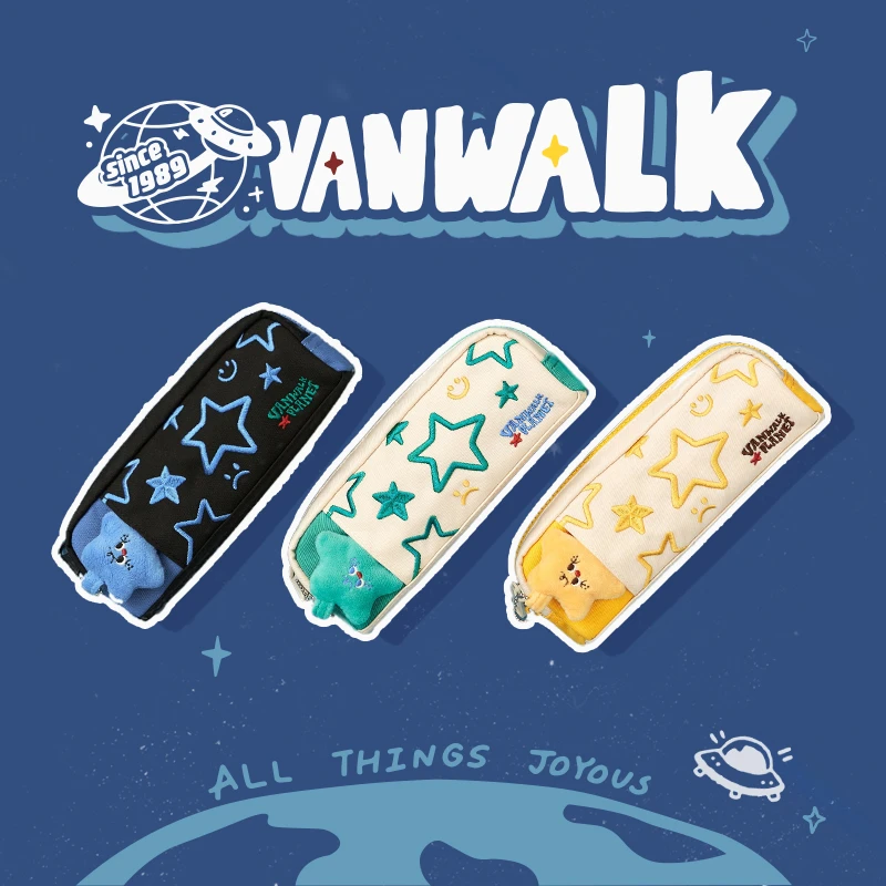VANWALK星球兔 原创可爱星球插画笔袋ins风长款零钱收纳包大容量