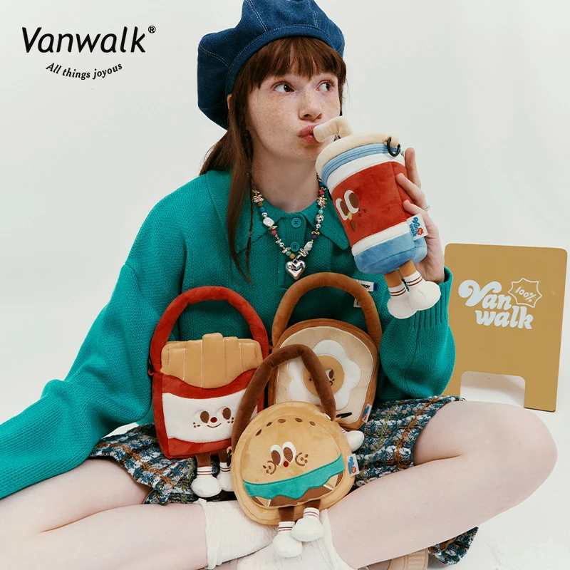 VANWALK 自制治愈食物公仔包女毛绒手提斜挎包日系通勤ins小包包