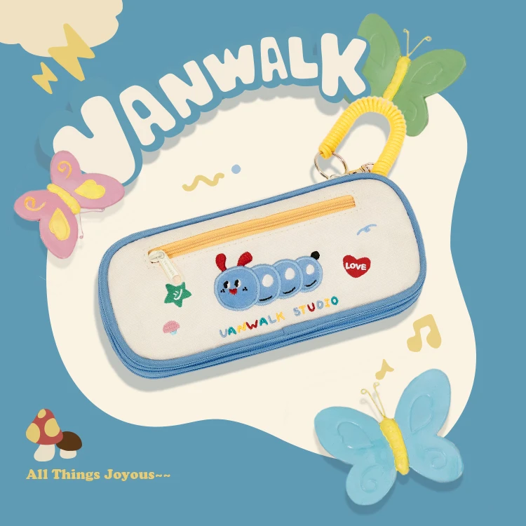 VANWALK春日牧场 可爱虫虫大容量学生笔袋多层文具袋多功能收纳包