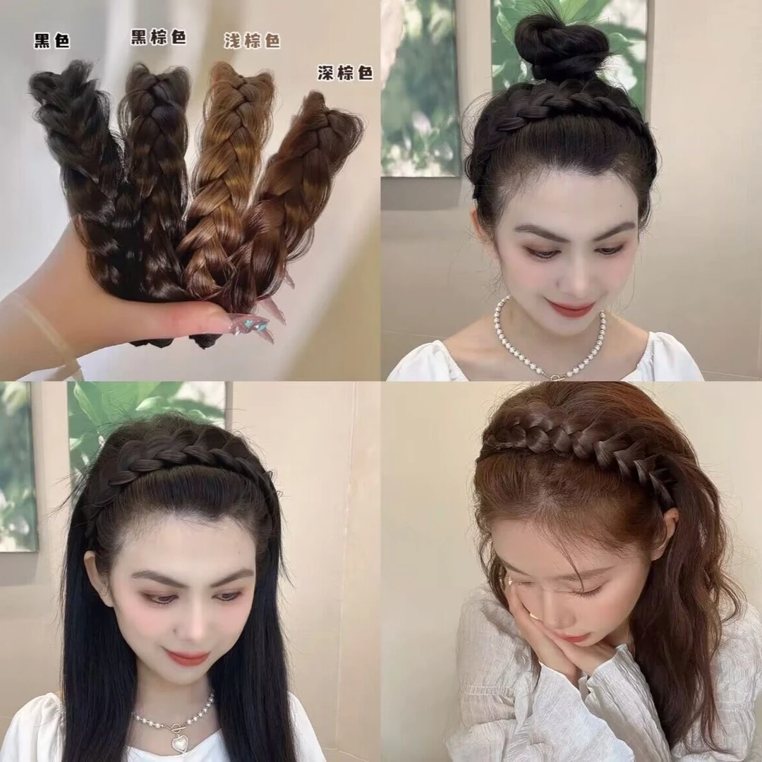 哈韩宅物麻花辫假发发箍头饰鱼骨辫头箍编发发卡