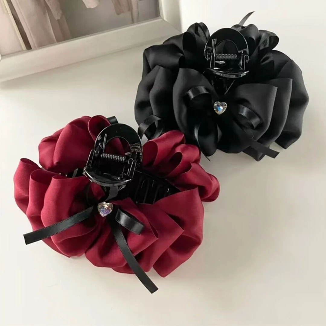 （福利）双面蝴蝶结抓夹爱心水钻鲨鱼夹女高级感发夹后脑勺发抓