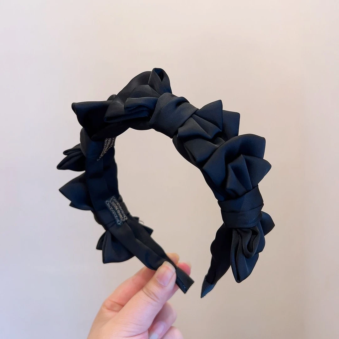 哈韩宅物高级感轻奢发饰黑色蝴蝶结发箍宽边头箍洗脸发卡头饰