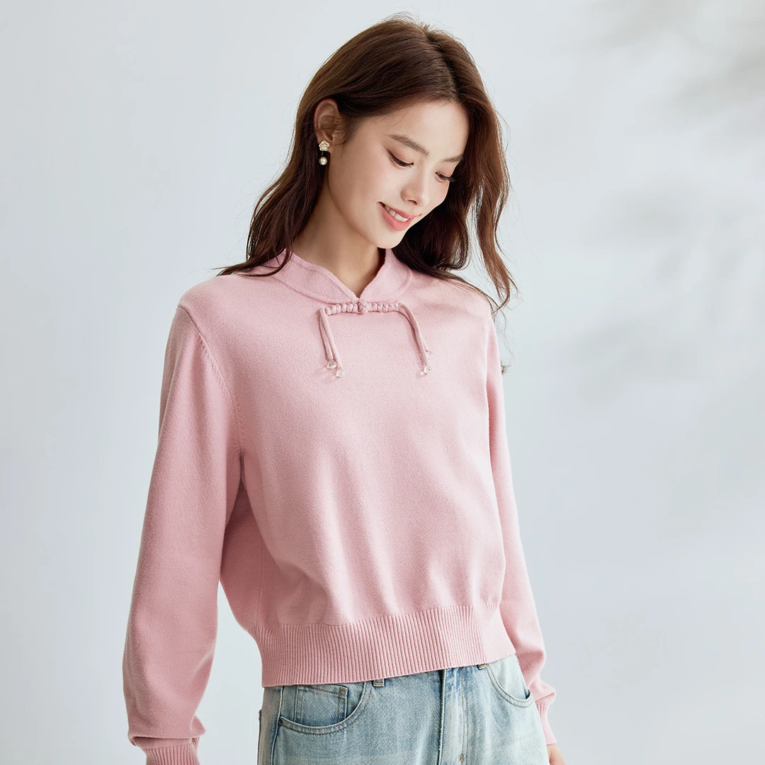 【茵曼服饰】新中式盘扣毛衣简约舒适百搭针织F18438294