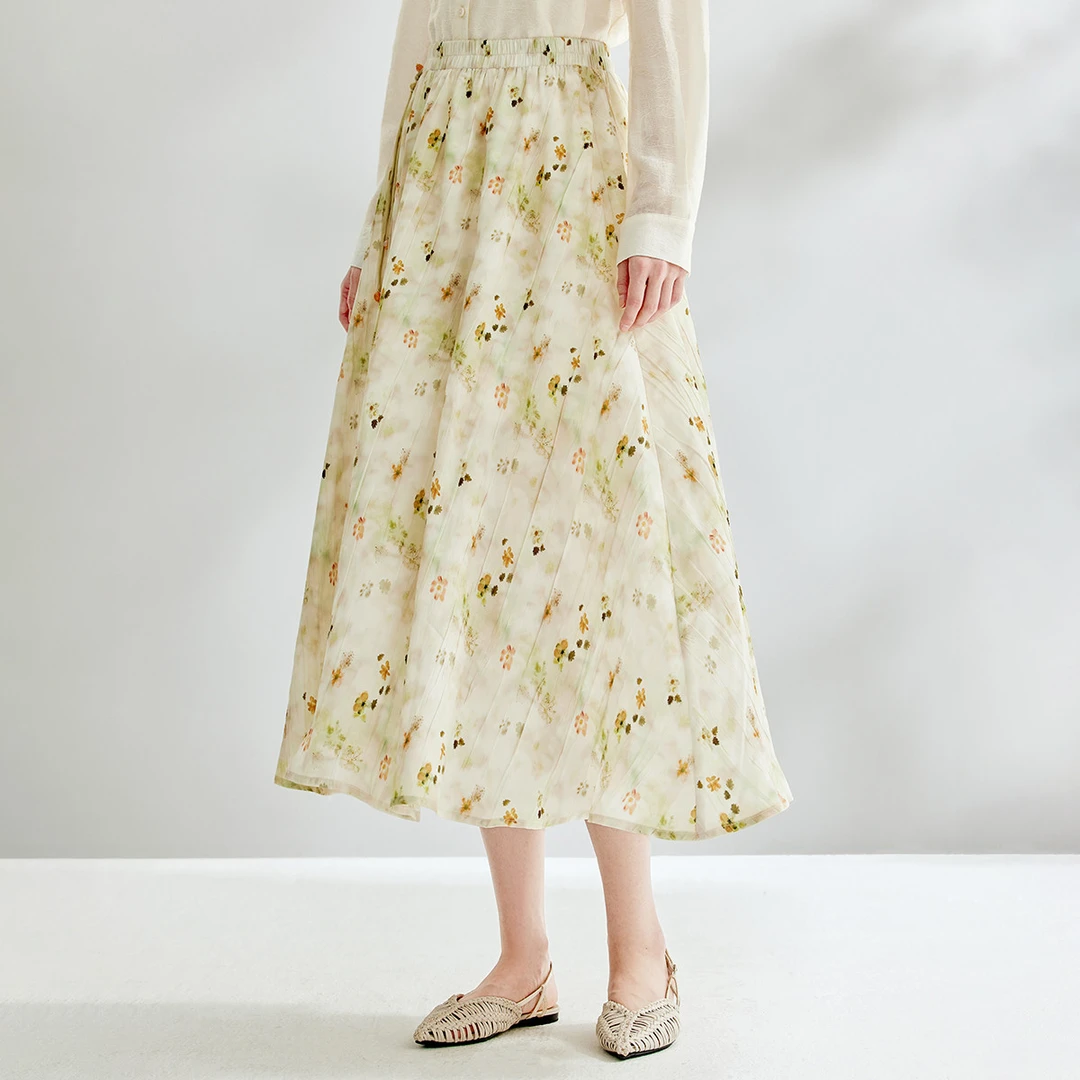 【茵曼女装】茵曼新中式国风田园碎花裙文艺A字裙子F18438370