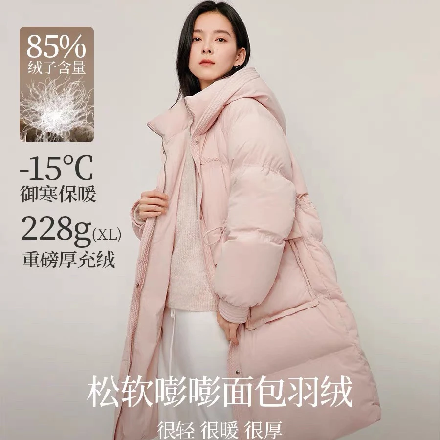 【茵曼】棉纤微皱防钻绒羽绒服连帽抽绳外套18448020