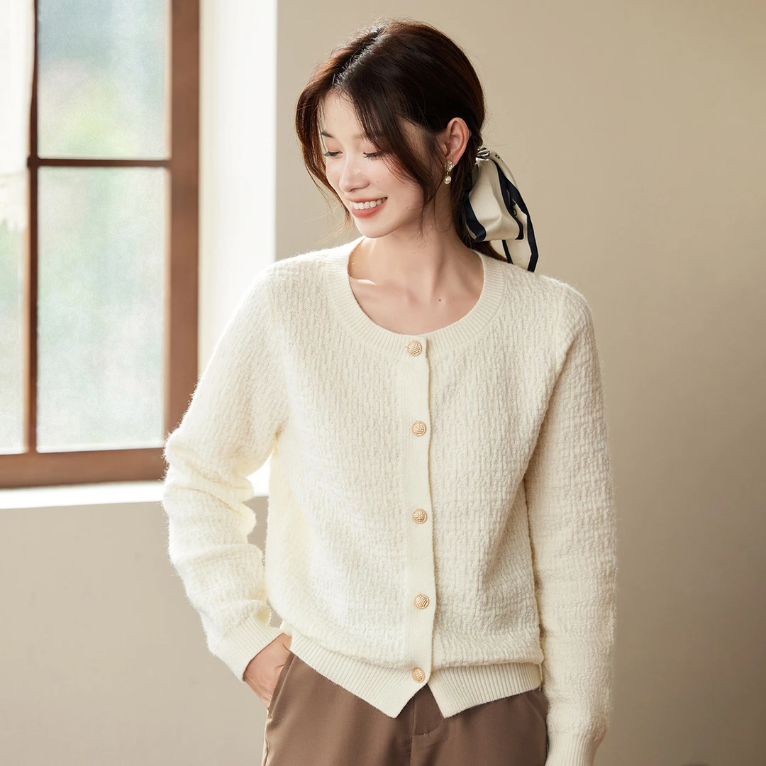 【金拐子专属】茵曼温柔小香风毛衣开衫复古慵懒气质针织上衣2324