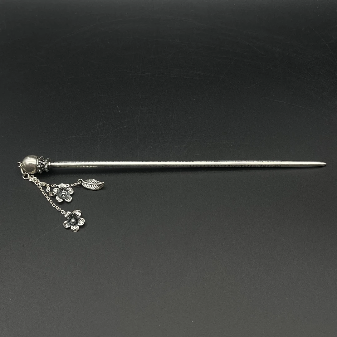 足银银制品 蒙古元素民族风时尚日常百搭纯银手工s999银发簪发钗