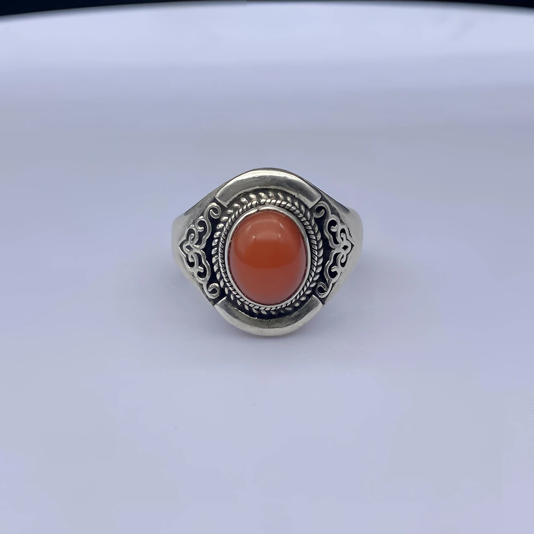 足银树脂戒指 正品旭日银戒指复古元素民族风纯银s999银戒指989