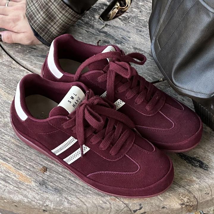 复古拼色德训鞋2024秋新款百搭圆头系带真皮运动休闲鞋平底阿甘鞋