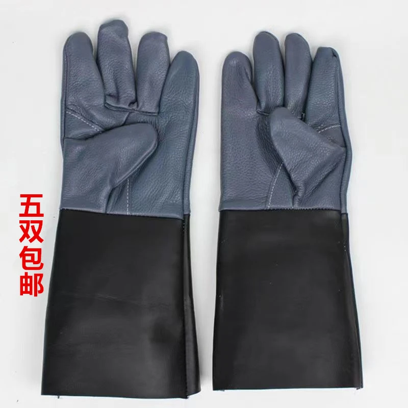 深色全皮长电焊手套柔软头层皮电焊防烫加长手套焊接专用劳保手套
