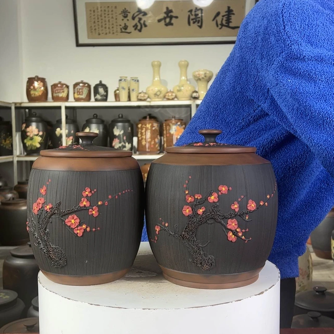 【闪购商品】建水紫陶一对醒茶罐