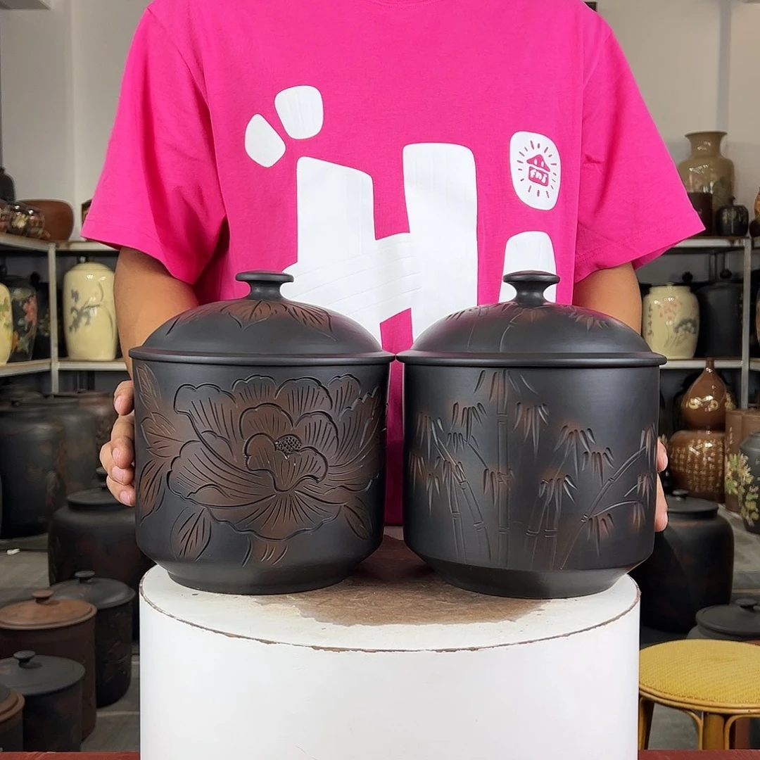 一对500克醒茶罐纯手工