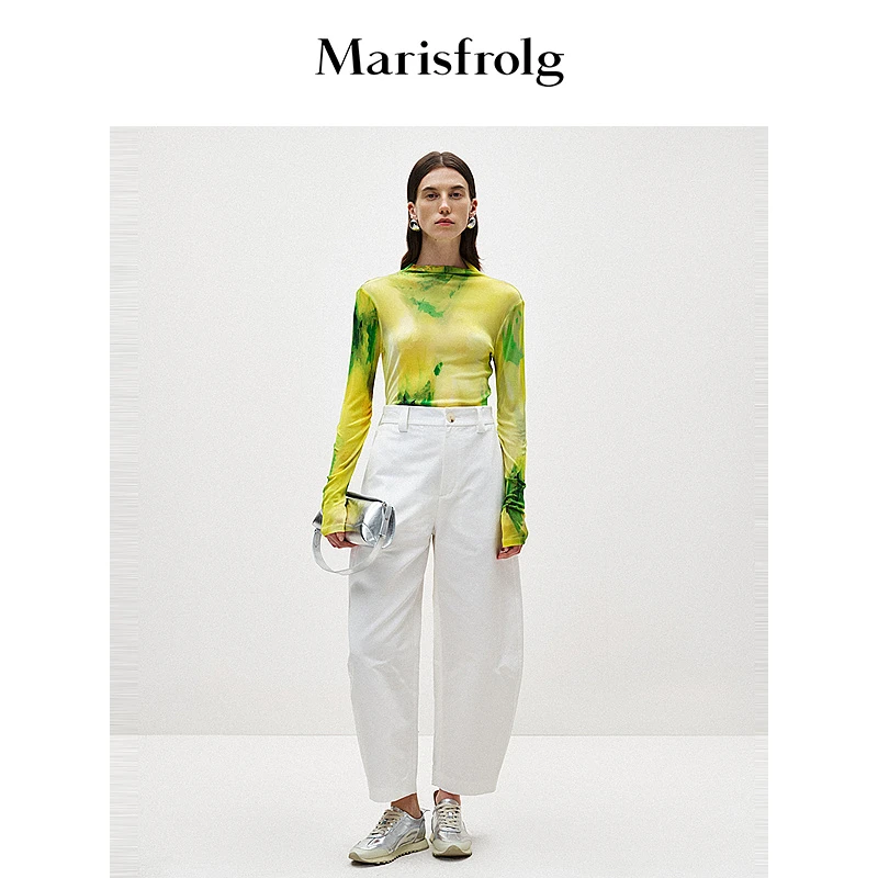 Marisfrolg玛丝菲尔休闲女士春季设计师撞色长袖T恤A1EG13241