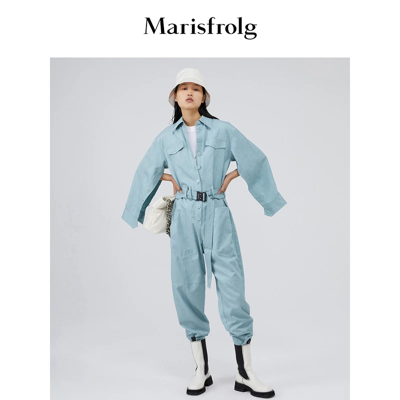 Marisfrolg玛丝菲尔休闲宽松设计师时尚连体裤A1BW31815牛仔短款