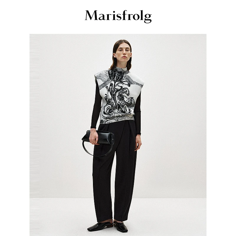 Marisfrolg玛丝菲尔休闲时尚无袖印花设计师春夏针织衫A1EG1816M
