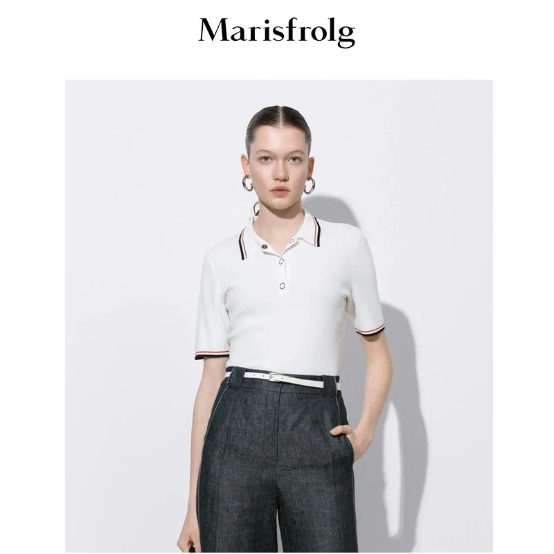 【艾钱钱精选】Marisfrolg/玛丝菲尔时尚商务撞色上衣简约A1AY2805M