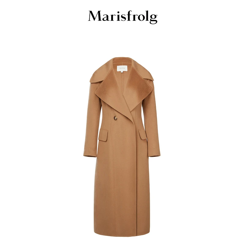 【姿姐精选】Marisfrolg/玛丝菲尔气质双面呢驼色气质毛呢外套