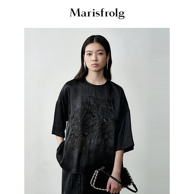 【奥地利兰精天丝】玛丝菲尔五分袖重工刺绣宽松廓形上衣A1EG30091