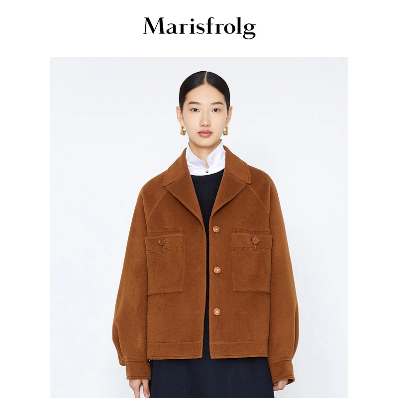 【达人专属】玛丝菲尔翻领休闲百搭双面呢毛呢外套A1BW41428