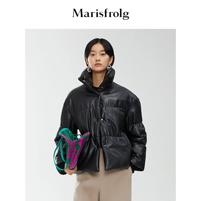 【艾钱钱精选】玛丝菲尔春季黑色短款加厚棉衣棉服百搭