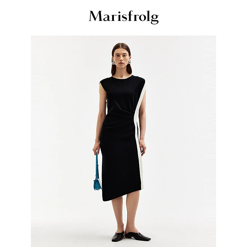 【米儿精选】玛丝菲尔时尚黑色修身简约夏季女装连衣裙A1EG2824M