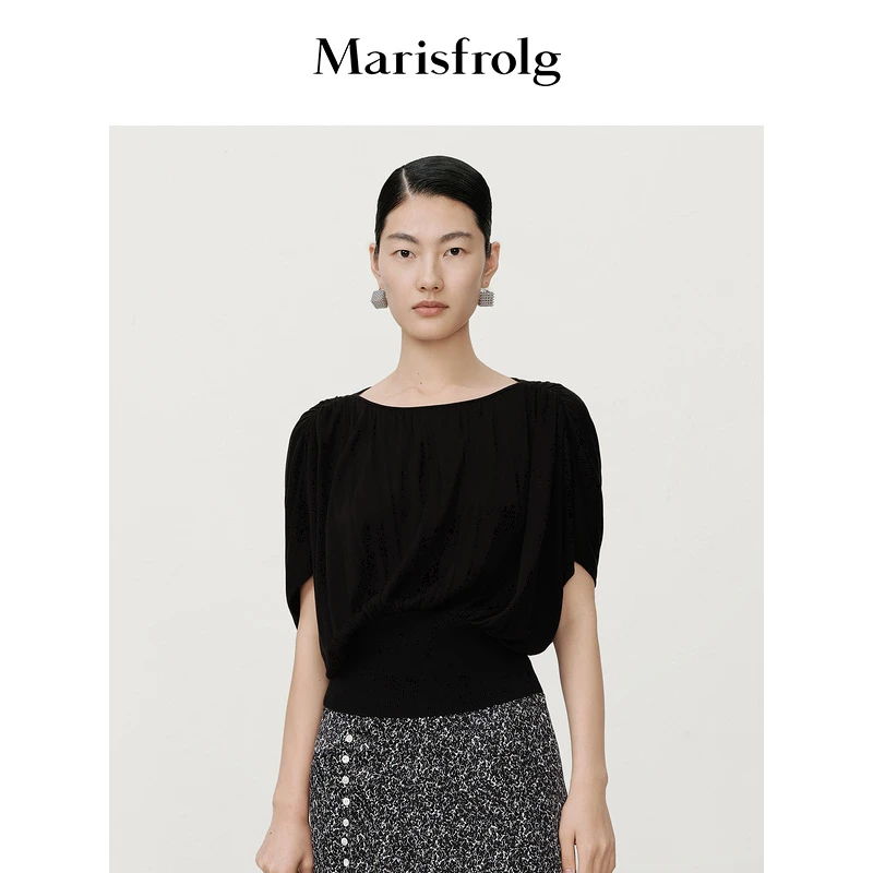 【小白精选】玛丝菲尔上衣气质时尚夏季黑色毛针织衫A1DE2836M