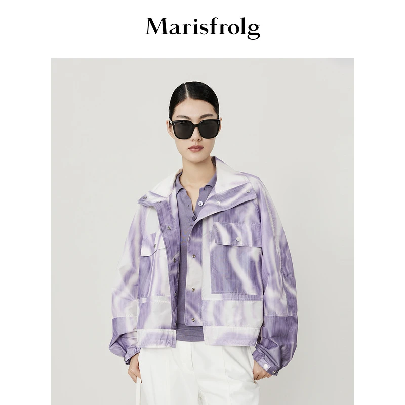 Marisfrolg玛丝菲尔长袖运动短款宽松撞色潮流风衣A1CX3351F