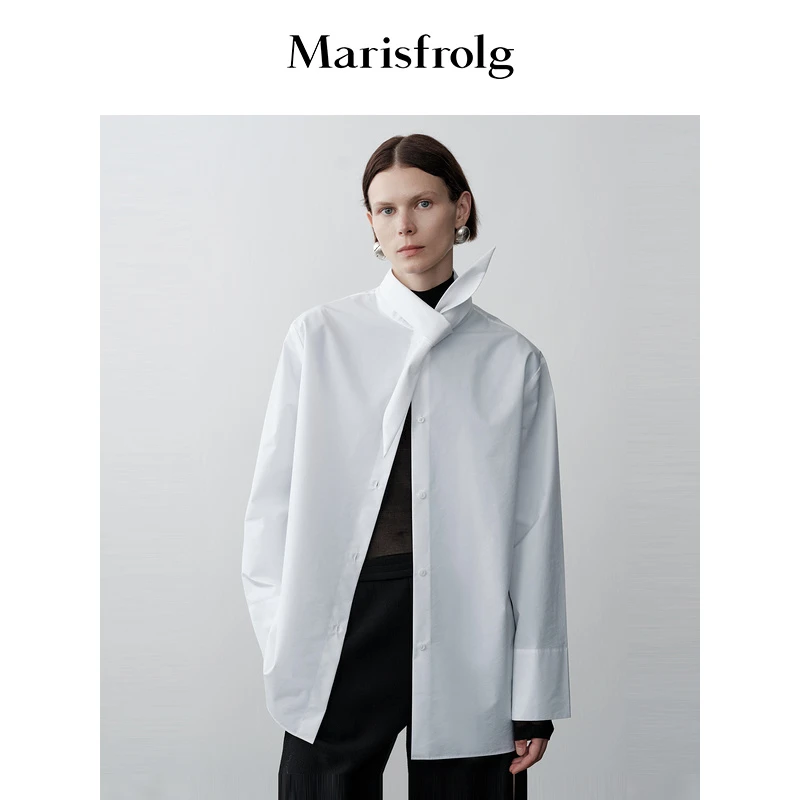 【米儿精选】玛丝菲尔秋冬白色商务纯色衬衣休闲时尚衬衫A1DE40089