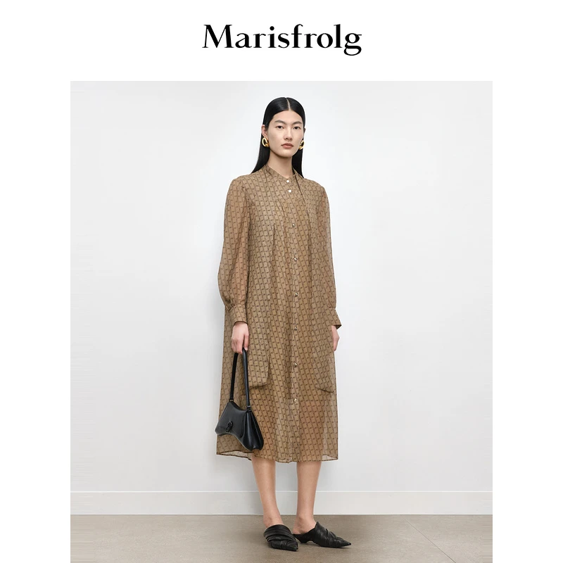 Marisfrolg玛丝菲尔轻奢中长款高端连衣裙A1DE31666时尚女装针织