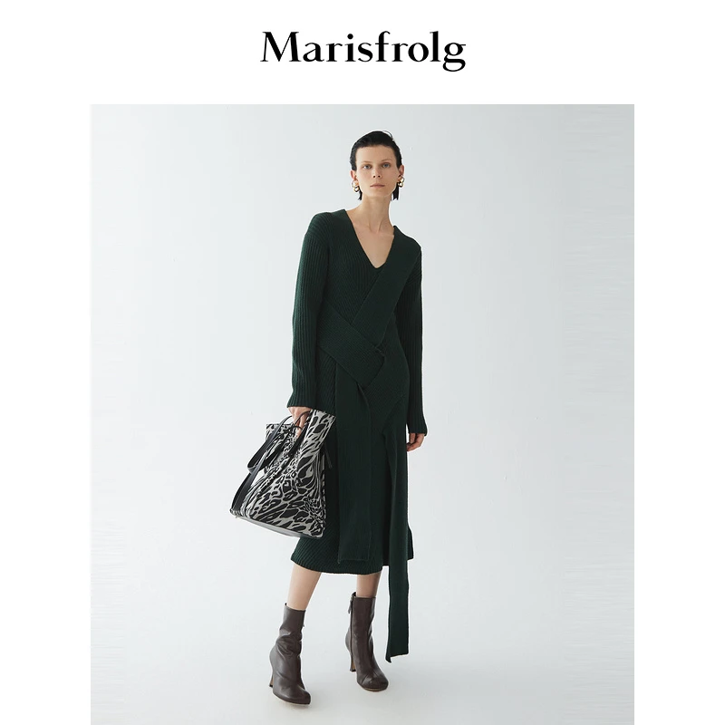 【时尚潮流系列】Marisfrolg/玛丝菲尔设计师连衣裙秋冬时尚收腰