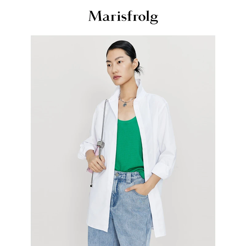【米儿精选】玛丝菲尔春装纯棉白衬衫上衣外套
