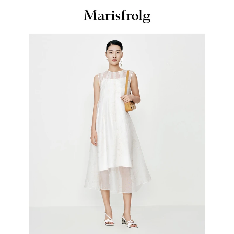 Marisfrolg玛丝菲尔白色夏季宽松无袖设计师春夏连衣裙AABW20906