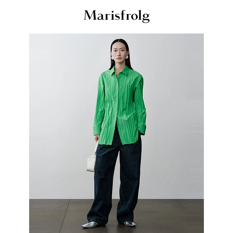 【姿姐精选】Marisfrolg/玛丝菲尔时尚百搭长袖复古设计感休闲衬衫